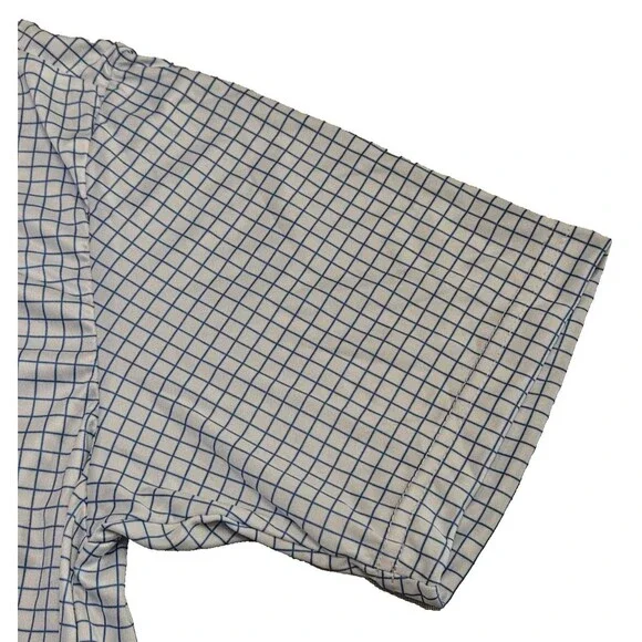 NWT Collars & Co Mens M Dress Collar Polo Shirt Thin Blue Check Performance - Picture 4 of 7